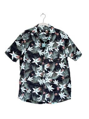 Men's Hurley Short Sleeve Tropical Multicolor Print Button Up Shirt - Sz M